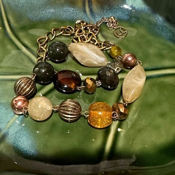 Erica Lyons Browns Animal Print Colors Necklace 20” *Free Matching Earrings* - Picture 2 of 5